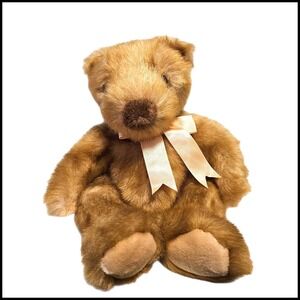 TY Beanie Kids Collection Plush‎ Brown Teddy Bear with Bow Stuffed Animal Ginger